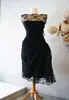 Vintage sukienki koktajlowe z lat 50. Czarna koronkowa sukienka balowa Sheer Bau Szyjka Wieczorki Suknie Nowe świąteczne sukienki na przyjęcie