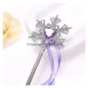 Accessoires de dessin animé Princesse Rubans de flocon de neige Baguette magique Bâtons Bébé Filles Fée Dessin animé Strass Gem Party Props Décoration Drop Dhdik