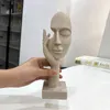 25cm Resin Sandstone Abstract Mask Figurines Nordic Human Face Statue Home Office Living Room Tabletop Decor Objects 231227