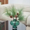 Decorative Flowers Artificial Pine Needles Branches With Cones Fake Plants Xmas Tree Christmas Garland Year Home Decoration Accessories