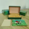 Cajas de relojes para hombre de diseño Reloj verde oscuro Caja Dhgate Regalo de lujo Estuche Woody para relojes Reloj de yate Folleto Etiquetas de tarjetas Relojes B314h