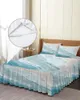 Bed Skirt Sea Beach Watercolor Gradient Elastic Fitted Bedspread With Pillowcases Mattress Cover Bedding Set Sheet