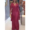 Outono inverno moda elegante lantejoulas noite dres luxo v pescoço manto mangas magro festa fishtail 231228