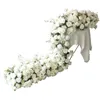 Fleurs décoratives Luxury Artificiel Flower Row Arrangement Backdrop Wall Decor Ball Champagne Wedding Welcome Sign