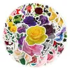 50PCS rose Flower cartoon Waterproof PVC Stickers Pack For Fridge Car Suitcase Laptop Notebook Cup Phone Desk Bicycle Skateboard Case.