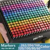 262/204/168 Colorres Marqueurs Brouss de brosse Set Paint Dessin Manga Highlighter School Art Supplies for Artist Korean Stationery 231227