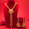 Kolczyki Naszyjnik 24K Dubaj Złotne Kolor Zestawy biżuterii dla kobiet Afrykańskie Indie Party Wedding Weldant Biżuteria Zestaw zaręczynowy Prezenty 230V