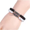 Chaîne Howlite Lava Stone Bracelet Alphabet Anglais Lettre Papa Élastique Perlé Pour Père Drop Livraison Bijoux Bracelets Dhgarden Dhmv1