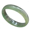 Bracelet en jade birman naturel, à travers une barre plate ovale royale ronde B0018