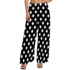 Damesbroek Zwart-wit Polka Dot Print Recht Trendy Moderne Kunst Casual Wijde Pijpen Dames Oversize Esthetische Grafische Broek