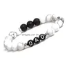 Chaîne Howlite Lava Stone Bracelet Alphabet Anglais Lettre Papa Élastique Perlé Pour Père Drop Livraison Bijoux Bracelets Dhgarden Dhmv1