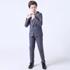 Mode Jongen Formeel Pak Kinderen Kwaliteit Geruite Smoking Bruiloft Set Tiener Kind Blazer Strikje Broek Shirt Feest Prestatie Kostuum 231228