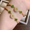 Inkrustacja naturalna Bransoletka Chalcedony Gourd Chinese Retro Unikalna starożytna złota rzemiosła marka damska Biezdel Bangle322R