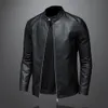 Printemps automne veste en cuir hommes col montant mince Pu mode Moto casual manteau hommes Moto Biker 231227