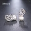 Studörhängen Bettyue Märke Fashion Elegant Gorgeous Design Jewelry Unique Crystal Cubic Zircon Pearls Earring for Women Wedding Present