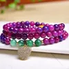 Strand Wholesale Purple Red Crystal Bracelet 6mm Round Bead With Heart Charm Pendant Bracelets For Women Girl Gift Fashion Jewelry