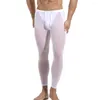 Herr termiska underkläder män mesh långa byxor sexiga transparent man andas underkläder leggings sover hemkläder se genom pyjama