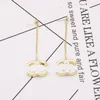 Berühmte vergoldete Markendesigner Doppelbuchstaben Ohrstecker Baumeln Hoop Geometrische Frauen Lange Quaste Kristall Strass Perlenohrring Hochzeit Party Schmuck