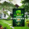 30x45cm、St.Patrick's Day Garden Flag、Shamrocks Banner 12x18インチ、両面リネンクローバーガーデンフラグ、屋外フェスティバルの装飾、緑の帽子、アイルランドパーティーの装飾