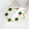 001 Projektant biżuterii Cleef Four Leaf Clover Charm Bracelets Branslety łańcuch 18K Złotą Agat Mother of Pearl for Women Girl Weddin Dhey9