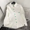 Kobiety designerka koszuli bluzka moda High Street Green Rhinestone Litera graficzna koszula z długim rękawem męskie damskie damskie luźne luźne kolorowe buttons płaszcz