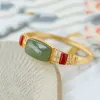 Bracelet en Jade naturel Hetian pour femmes, or jaune 14k, Agate rouge du sud, personnalité rétro avec ouverture Simple