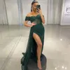 Vestido sexy de concurso à noite verde 2024 Off Silt Glitter Mermaid Liginas