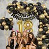 18 30 40 50 60 anos Feliz aniversário Balões de látex Black Gold Arch Kit Globos Party Decoration Boy Girl Men Mulheres Annorivery 231227