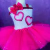 Saint Valentin filles amour coeur dentelle tulle tutu robes enfants arcs jarretelles robe de princesse enfants vêtements de fête d'anniversaire Z6378