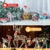 3PCS Handmake Iron Art Elk Deer Christmas Garden Decor LED Light Glowing Glitter Reindeer Xmas Home Outdoor Ornament 231227