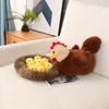 Swan Chick Family Plush Toy Toy Chicken Mother Swan Frango Bebê Animais de pelúcia de pelúcia com Nest Kids Seconding Presente 231227