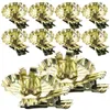 Kaarsenhouders 10 pc's Kerstmis gesneden ijzeren cliphouder metalen bekerbasis (gouden zwaluwstaartclip) 10 -stcs clips voor boom bulkfeestje