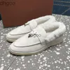 Päls designers skor för kvinnor varm ull fotled stövlar spännkvalitet kashmir loafers hög elastisk nötkött sena botten kvinnor unisex casual klänningskor