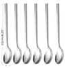 Eco-Friendly 6pcs Stainless Steel Dinner Spoons Long Handled spoon Coffee Milk Spoons Korean Round Soup Dessert Spoons2385473