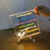 Lysande skrivande transparent meddelandestavla ljus 3D Clear Acrylic Sheets LED Display Graffiti Sketchpad med penna för Office Tablero de Mensajes Transparente