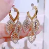 Stud Earrings Korean Crystal Tassel Chain Snowflake For Women Christmas Jewelry Shell Leaf Heart Flower Pearl Pierce Dangle Gift