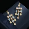 Dangle Earrings S925 Silver Luxury Micro-Set Zircon Exquisite Colorful Senior Long Ladies Party Birthday Jewelry Gift