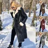 女性のトレンチコートスリムフィット長スリーブコートヨーロッパとアメリカ2023ファッションヘアスプライス冬の温かいPUレザー