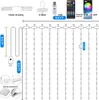 RGB LED Curtain Lights Fairy String com Smart App Control Garland para Decoração de Festa de Casamento de Casamento de Natal 231227