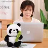 Animali di peluche ripieni 25 cm Panda Kawaii con bambù Morbido farcito Bambole preferite internazionali Compleanno Regali di Natale Regali per bambiniL231228