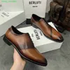 BERLUTI Men's Dress Shoes Leather Oxfords Shoes Berlut New Men's Calf Leather Brush Color British Handsome Oxford Shoes Fashion Business Dress Leather Shoes HB9B