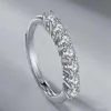 Japanese and Korean style S925 silver Moissanite row of diamonds ring female simple personalized sweet noble jewelry female gift225V