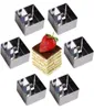 Square 6pcsset Pierścienie gotowania ze stali nierdzewnej Pierścienie deserowe Mini ciasto i formy do musu z Pusher15989581310294