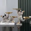 Hars Hond Standbeeld Kamerdecoratie Butler Sculptuur met 2 Dienbladen voor Opslag Franse Bulldog Beeldje Woondecoratie Tafelornamenten 231227