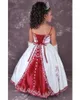 Embroidery Classic Flower Girls Dresses White And Burgundy A Line Spaghetti Long Wedding Party Gowns Sleeveless Summer Kids Formal Wear 2024