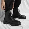 Stövlar 2023 Fashion Side Ankle Boot Men Work Shoes Trendy Designer Winter Men's Brand Outdoor Military Leather Casual