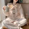 Vrouwen Nachtkleding 2024 Koraal Fluwelen Pyjama Herfst Winter Lange Mouw Meisjes Cartton Flanel Verdikte Warme Loungewear Set