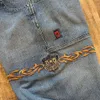 JNCO Y2K Хип-Хоп Графическая Вышивка Ретро Синие Мешковатые Джинсы Мужчины Женщины Новые Харуку Готические Широкие Брюки с Высокой Талией