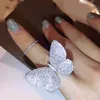 Choucong błyszcząca luksusowa biżuteria Internet Celebrity 925 Srebrna torba pełna biały szafir cZ Diamond Butterfly Wings Women227c