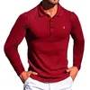 Men's Polos FATHER SONS Long Sleeved T-Shirt Gym Sports Fitness Quick Dry Breathable Elastic Turn Down Collar Bottoming Shirt Top